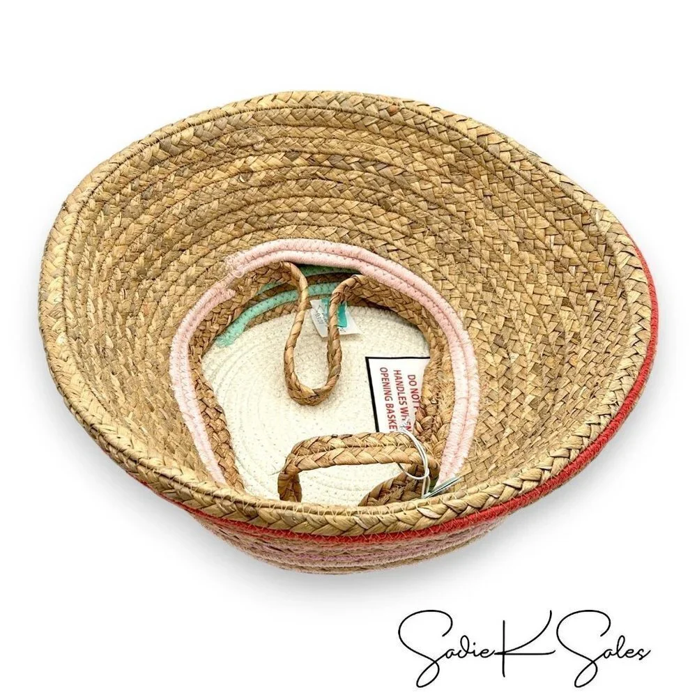 Pillowfort Large Water Hyacinth & Coiled‎ Rope Stripe Bin Collapsible - Target